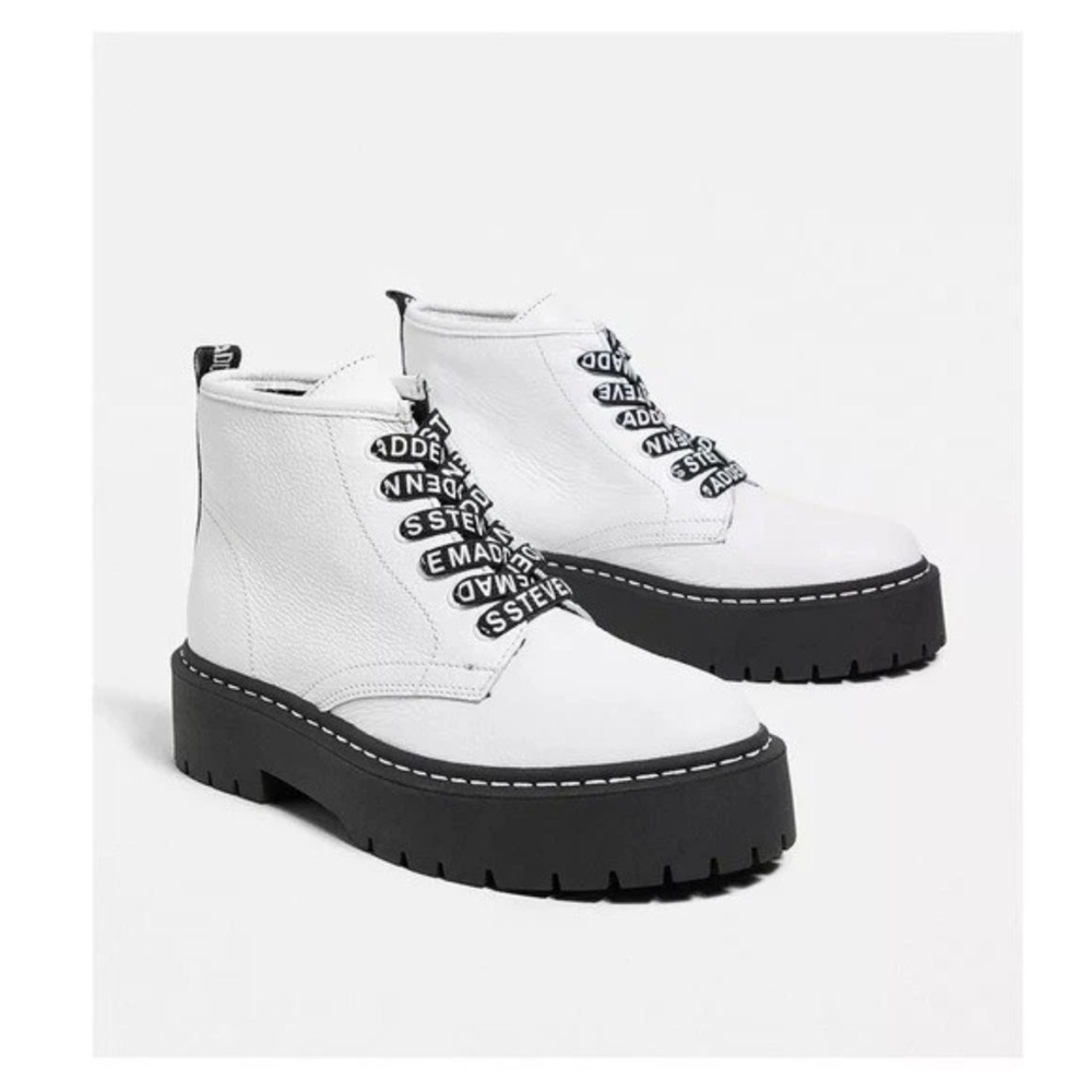 New! STEVE MADDEN “Vlais” Chunky Leather Platform Combat Boots - Picture 2 of 12